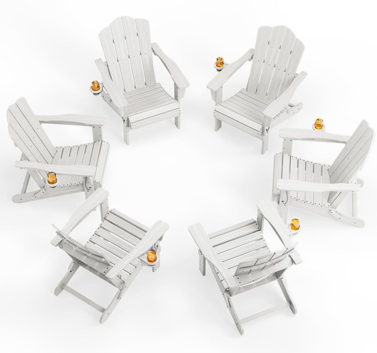 KINGYES Folding Adirondack Chair Set of 4 with Cup Holder, Navy
