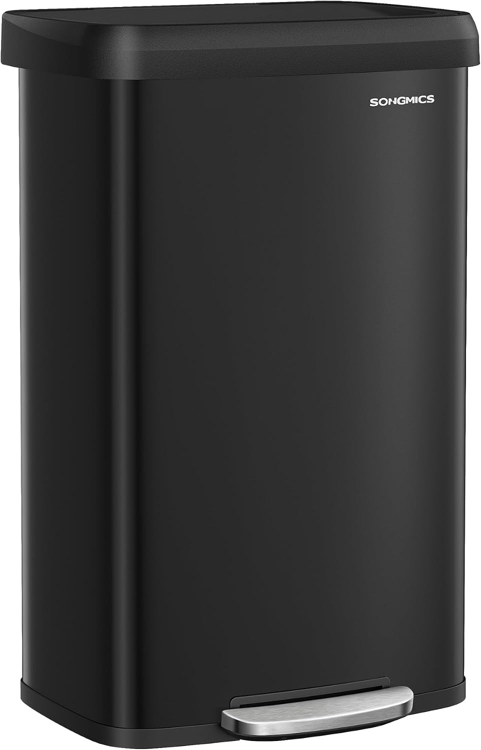 SONGMICS Kitchen Trash Can, 21 Gallon (80 L) Stainless Steel Garbage Can, with Stay-Open Lid and Step-on Pedal, Soft Closure, Tall, Large and Space-Saving, Black ULTB534B01