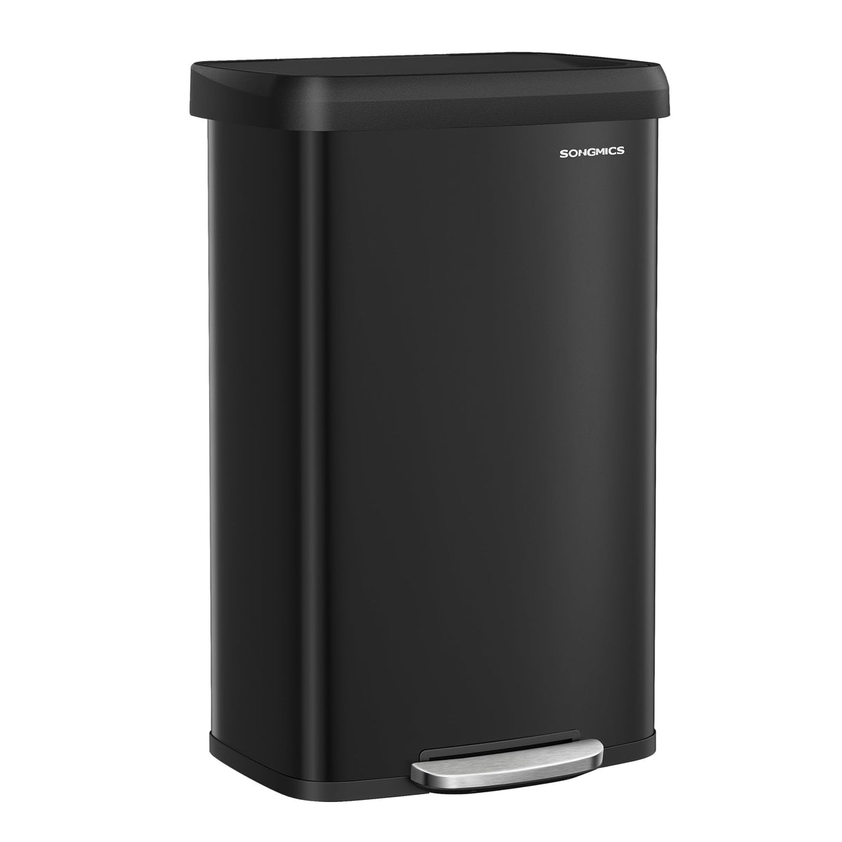 SONGMICS Kitchen Trash Can, 21 Gallon (80 L) Stainless Steel Garbage Can, with Stay-Open Lid and Step-on Pedal, Soft Closure, Tall, Large and Space-Saving, Black ULTB534B01
