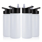 32 oz Insulated Water Bottle Bulk 8 Pack, Stainless Steel Sports Water Bottles with Straw Lid & Wide Mouth Lids, Double Walled Vacuum, Leak Proof, White