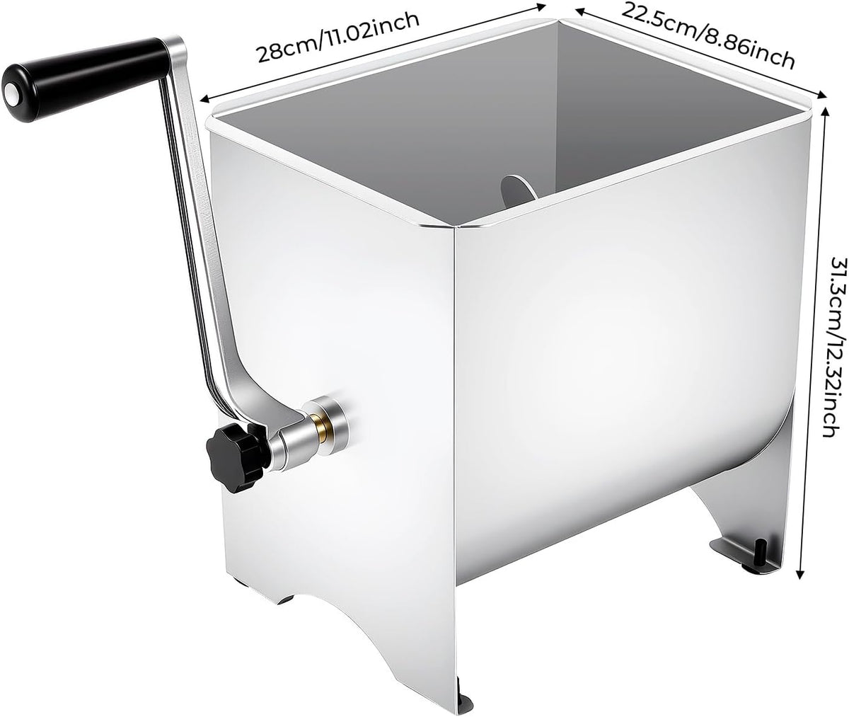Meat Mixer 20 lbs Load Capacity Stainless Steel Manual Meat Mixer with Grab Handle for Mixing Meat Sausage