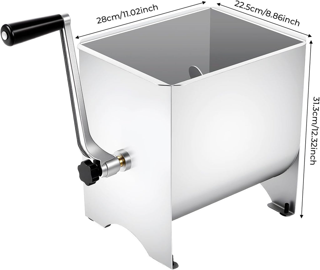 Commercial Manual Meat Mixer 20 Lbs Free Standing Stainless Steel Meat Mixer 1.02 x 8.86 x 12.32in Commercial Manual Meat Grinder with Handle for Homes Restaurants Kitchens Canteens