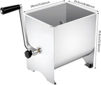 Commercial Manual Meat Mixer 20 Lbs Free Standing Stainless Steel Meat Mixer 1.02 x 8.86 x 12.32in Commercial Manual Meat Grinder with Handle for Homes Restaurants Kitchens Canteens