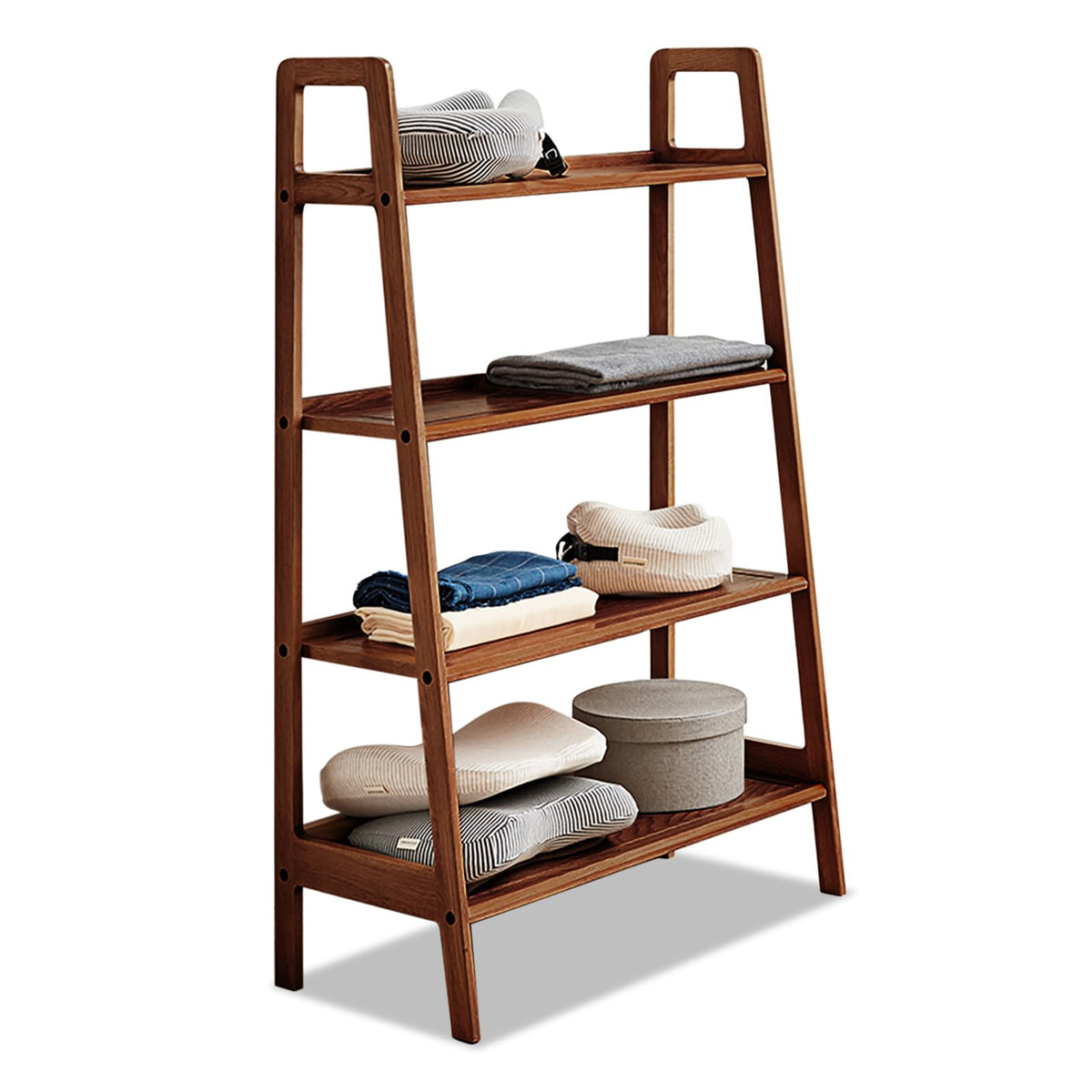 Ladder Shelf, 4-Tier Bookshelf, Modern Narrow Bookshelf, 100% Solid Wood Bookshelf, Shelves for Bedroom, Living Room (35 Inches)