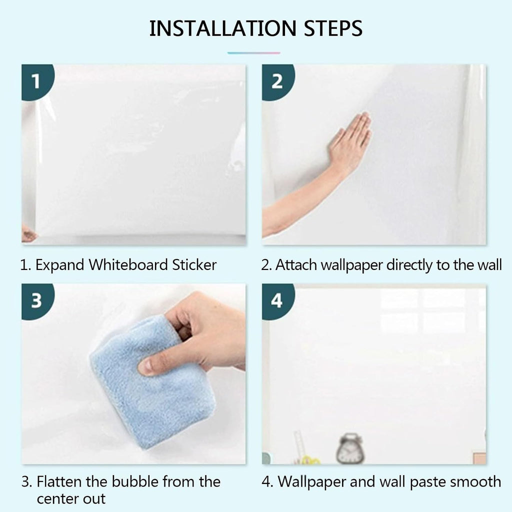 Removable Sticky whiteboard Film, Magnetic Whiteboard Contact Paper Peel and Stick Electrostatic Board Sticker White Multiple Sizes(17.8x196.9IN(0.45x5m))