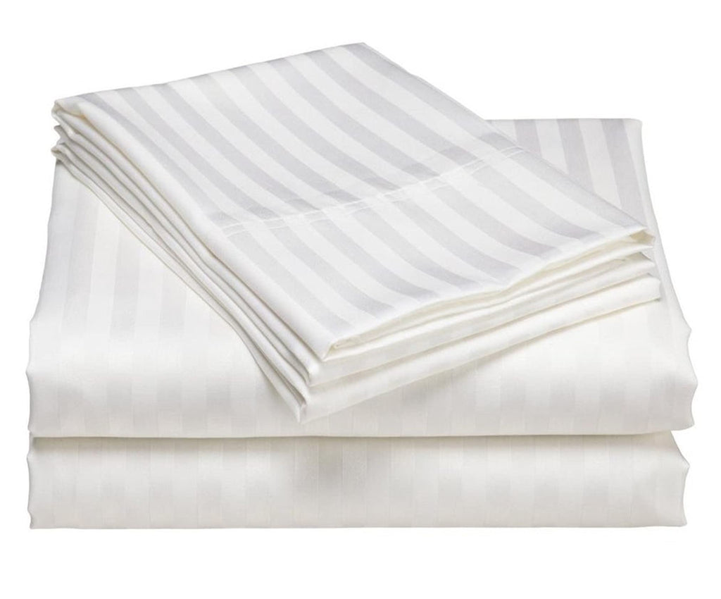 USA RV King Sheet Set in Purple Stripe 400 Thread-Count 100% Egyptian Long Staple Cotton, Sateen Weave for Soft and Silky Feel, Breathable 4-Piece Bedsheet, Elasticized 24'' Extra Deep Pocket