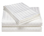 USA Queen Sheet Set in Peach Stripe 400 Thread-Count 100% Egyptian Long Staple Cotton, Sateen Weave for Soft and Silky Feel, Breathable 4-Piece Bedsheet, Elasticized 24'' Extra Deep Pocket