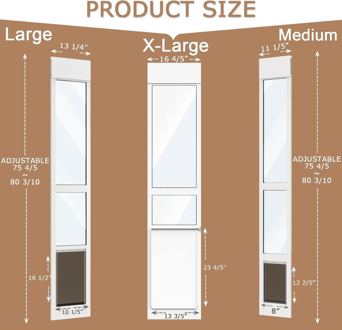 Large Dog Door for Sliding Glass Door, Aluminum Frame Doggie Door
