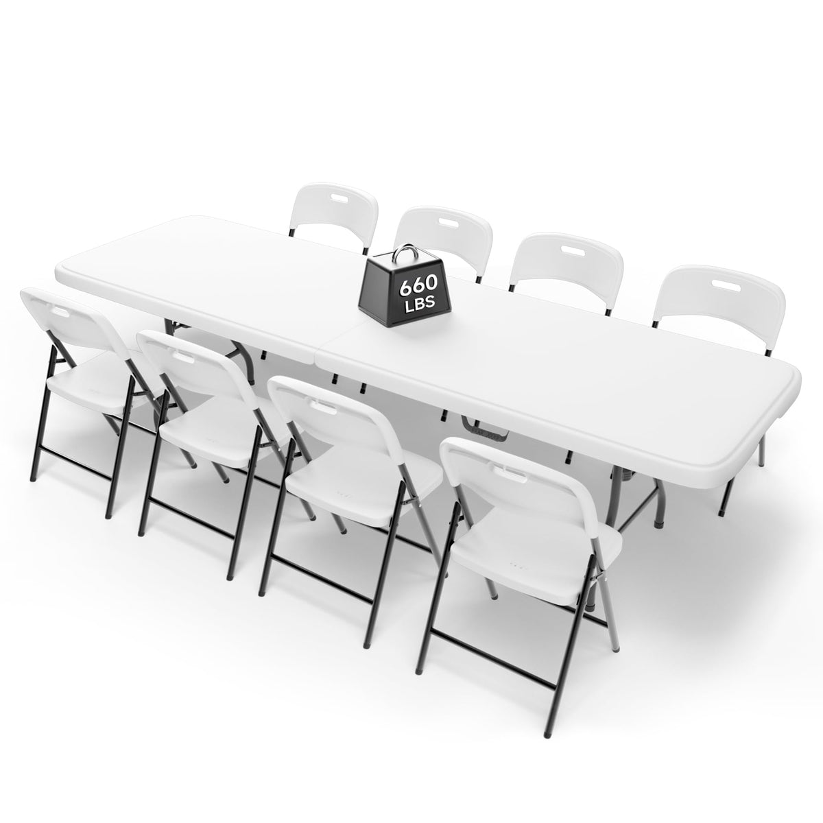 Portable 6-Piece Folding Table and Chairs Set – Heavy-Duty 6ft Camping & Party Furniture for Indoor/Outdoor Events (All-Weather, Black)