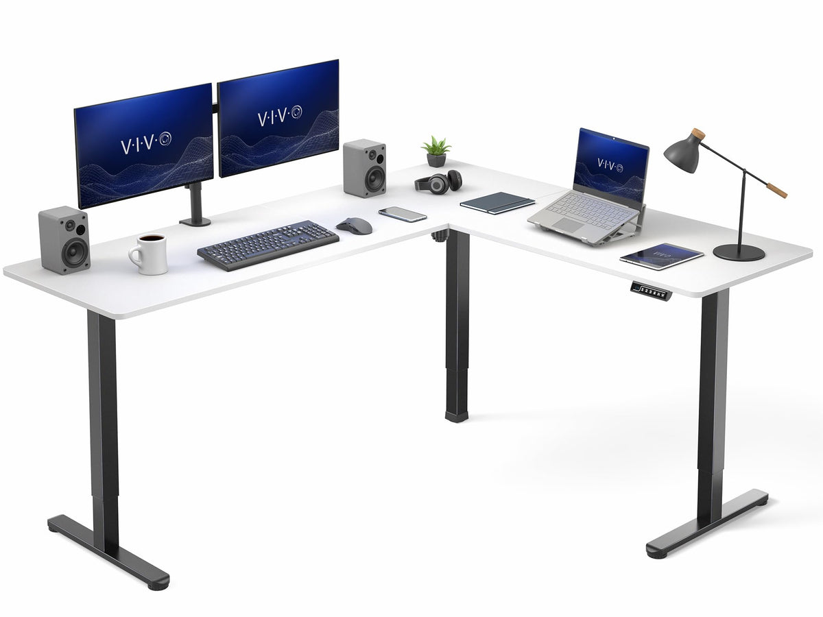 VIVO Black 63 x 55 in Corner Standing Desk, DESK-E3CTB