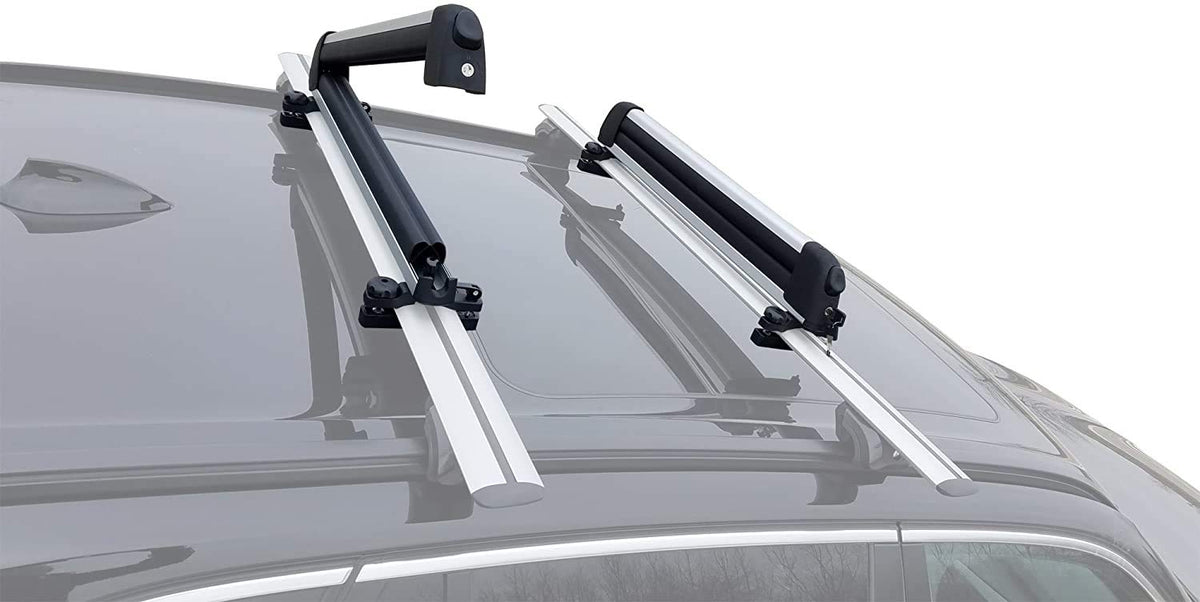 BRIGHTLINES Improved Universal Roof Ski Racks, Snowboard Racks, Ski Carriers 2pcs Mount on car top Cross Bars (Up to 6 Skis or 4 Snowboards)