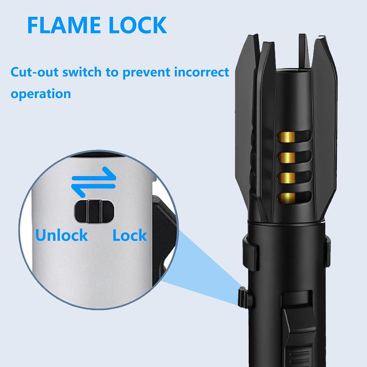 Torch Lighter 2 Pack Red+Blue Straight Flame Long Torch Lighter Bright Fire Butane Refillable Windproof with Flame Adjustable and Safety Lock for Camping Candles Cooking Outdoor Gift, 8"(Without Fuel)