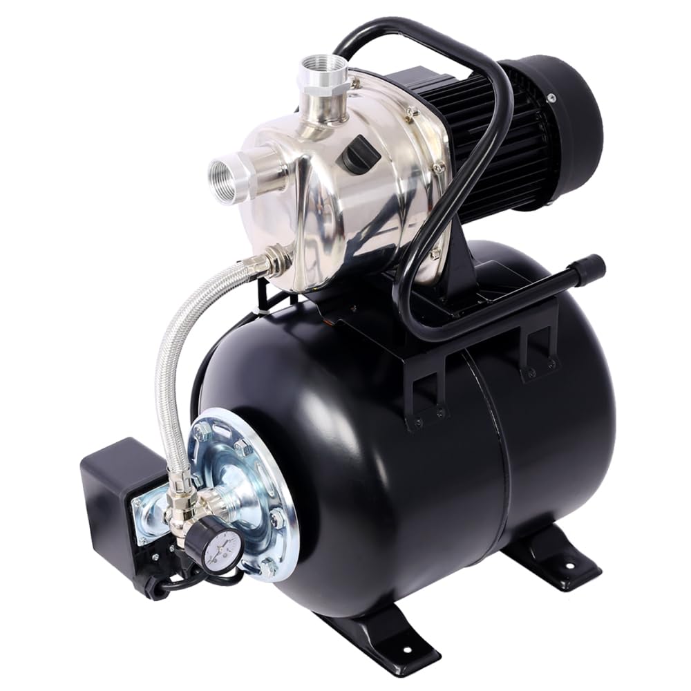 1.6HP Shallow Well Pump with Pressure Tank,garden water pump, Automatic Water Booster for Home Garden Lawn Farm (Blue)