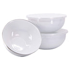 Golden Rabbit Enamelware Nested Mixing Bowls with Lids, Set of 3, Lagoon