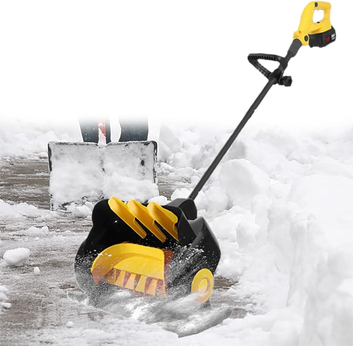 21V Cordless Electric Snow Shovel, Brushless Motor, 41cm Width, (2 Battery and Charger Included) Snow Blower Shovel for Patio Driveway