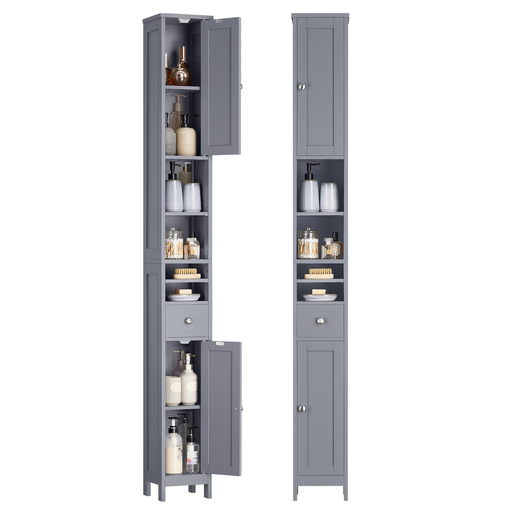 VASAGLE Tall Storage Cabinet with Lights, Slim, 11.8" W, Cloud White