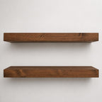 Urbandi Modern Floating Shelves 3 Inches Thick for Wall, Wide Shelves for Kitchen, Living Room, Bedroom, and Bathroom, Natural Pine Wood, Rustic Wooden Shelf, (Set of 2) (Provincial, 24Lx3Hx8D)