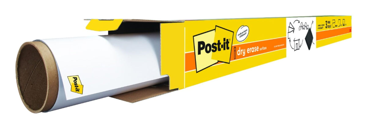 Post-it Dry Erase Whiteboard Film Surface for Walls, Doors, Tables, Chalkboards, Whiteboards, and More, Removable, Stain-Proof, Easy Installation, 8 x 4 ft Roll (DEF8x4)