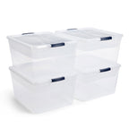 Rubbermaid Cleverstore Clear 32 Qt, 6 Pack Stackable Plastic Storage Bins with Lids, Great for Closet and Laundry Storage, Organizing in the Home