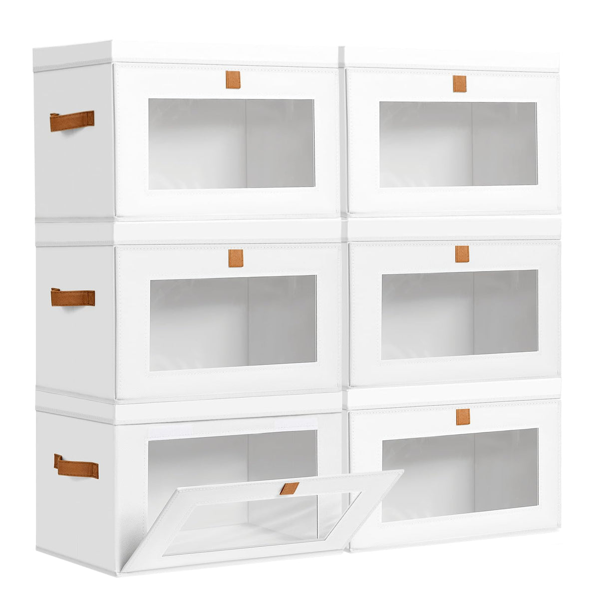 DIMJ Storage Bins with Lids - 8 Pack Large Fabric Closet Organizer with Window & Handles, Collapsible Decorative Storage Boxes for Shelves Under Bed, Books Clothes Blankets Sweaters Organization