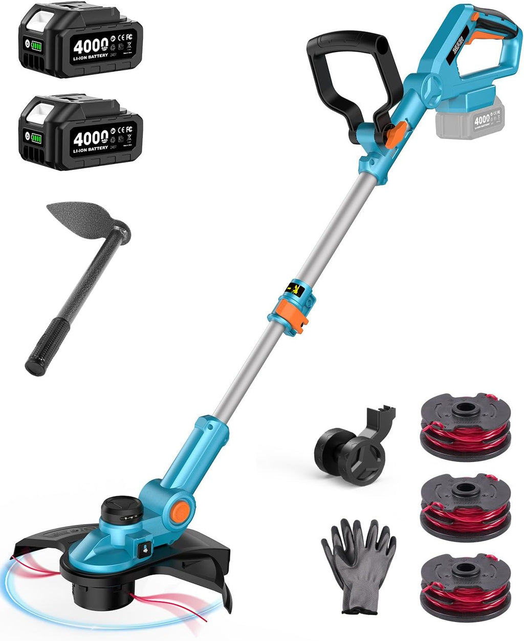 SEESII 13" String Trimmer Electric Weed Wacker with 2x4000mAh Batteries