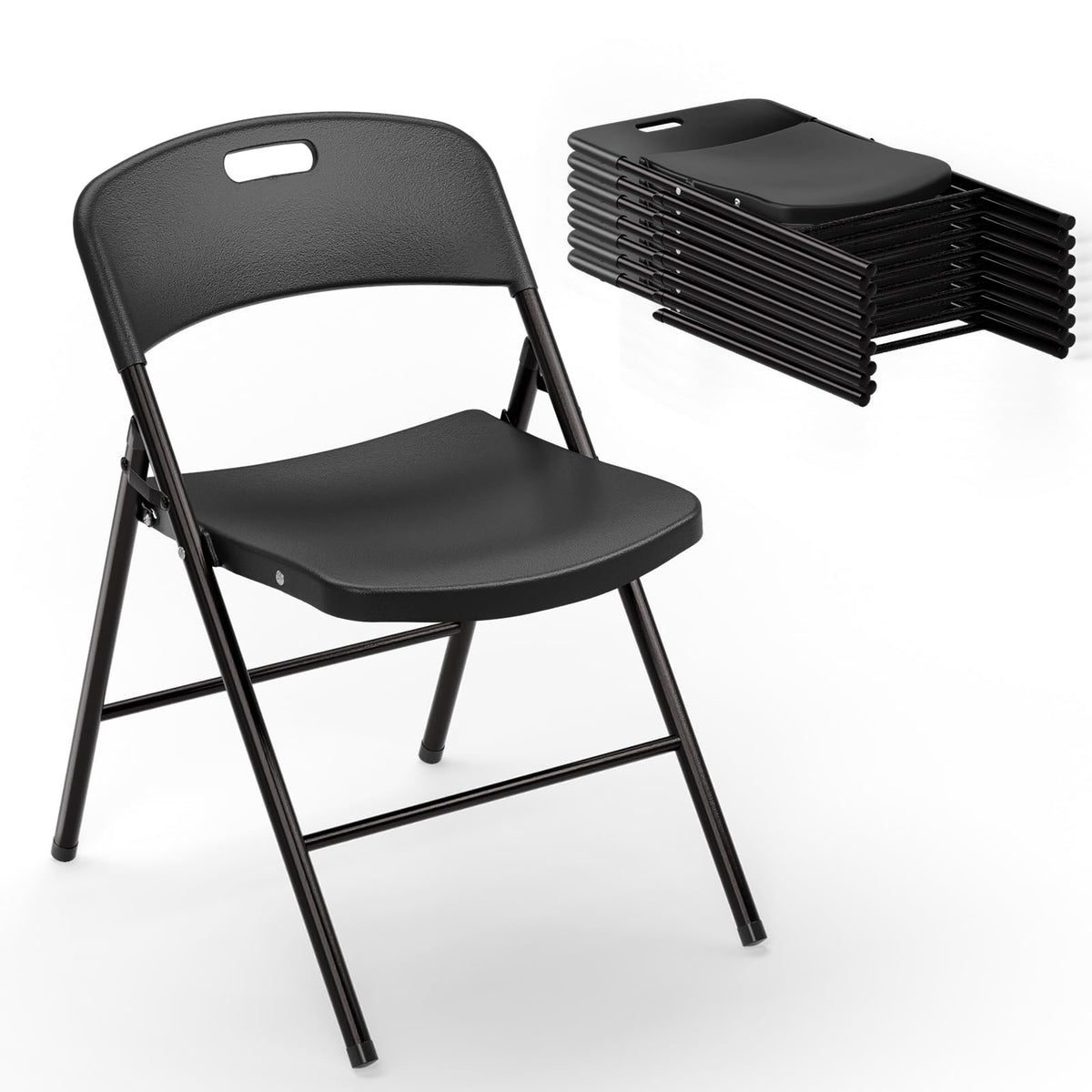 VINGLI Folding Chairs, Plastic Foldable Chair, Capacity up to 350 lbs, Portable Seating for Indoor Outdoor Events Parties Camping Work School Commercail (12, White)