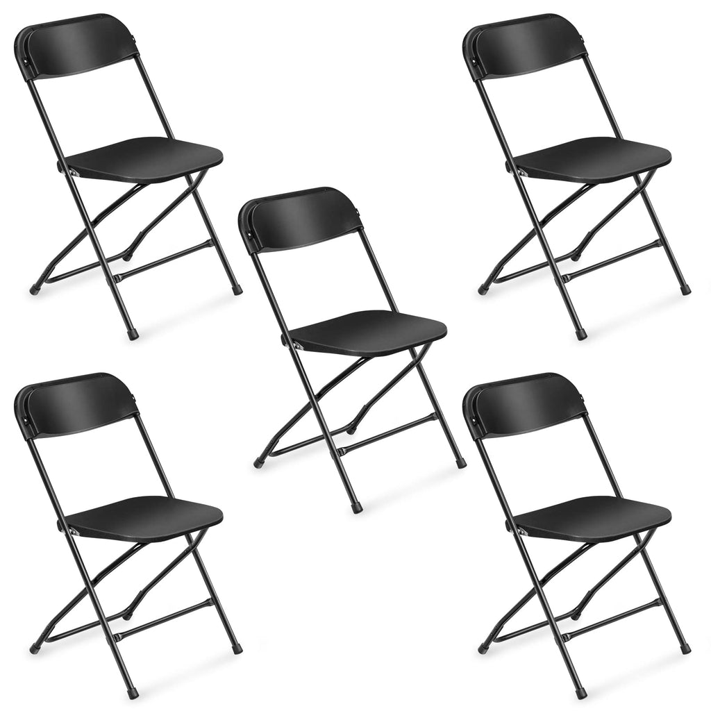 VINGLI 40 Pack Black Plastic Folding Chair, Indoor Outdoor Portable Stackable Commercial Seat with Steel Frame 350lb. Capacity for Events Office Wedding Party Picnic Kitchen Dining