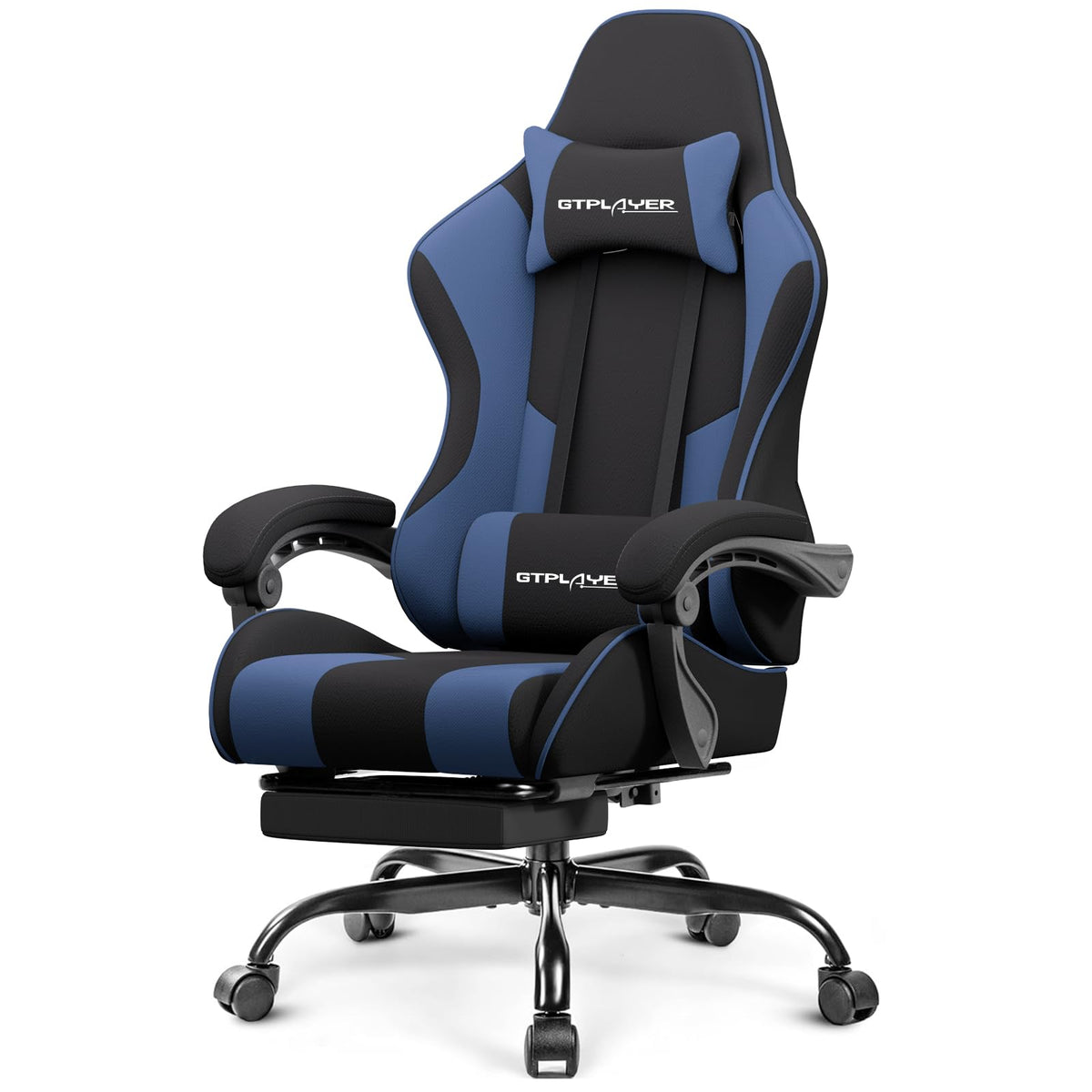 GTPLAYER Gaming Chair, Computer Chair with Footrest and Lumbar Support, Height Adjustable Game Chair with 360°-Swivel Seat and Headrest and for Office or Gaming (Pearl White)