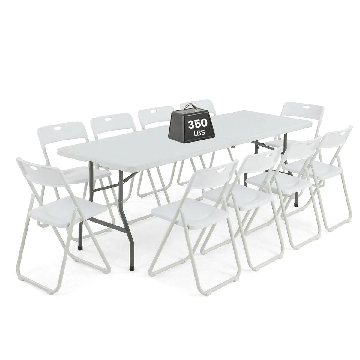 6FT Foldable Table Set with 6 Pack Plastic Folding Chairs, Heavy Duty 350 lbs Folding Table & Folding Chairs, Portable Foldable Furniture Bundle for Parties, Wedding, Events, Indoor & Outdoor