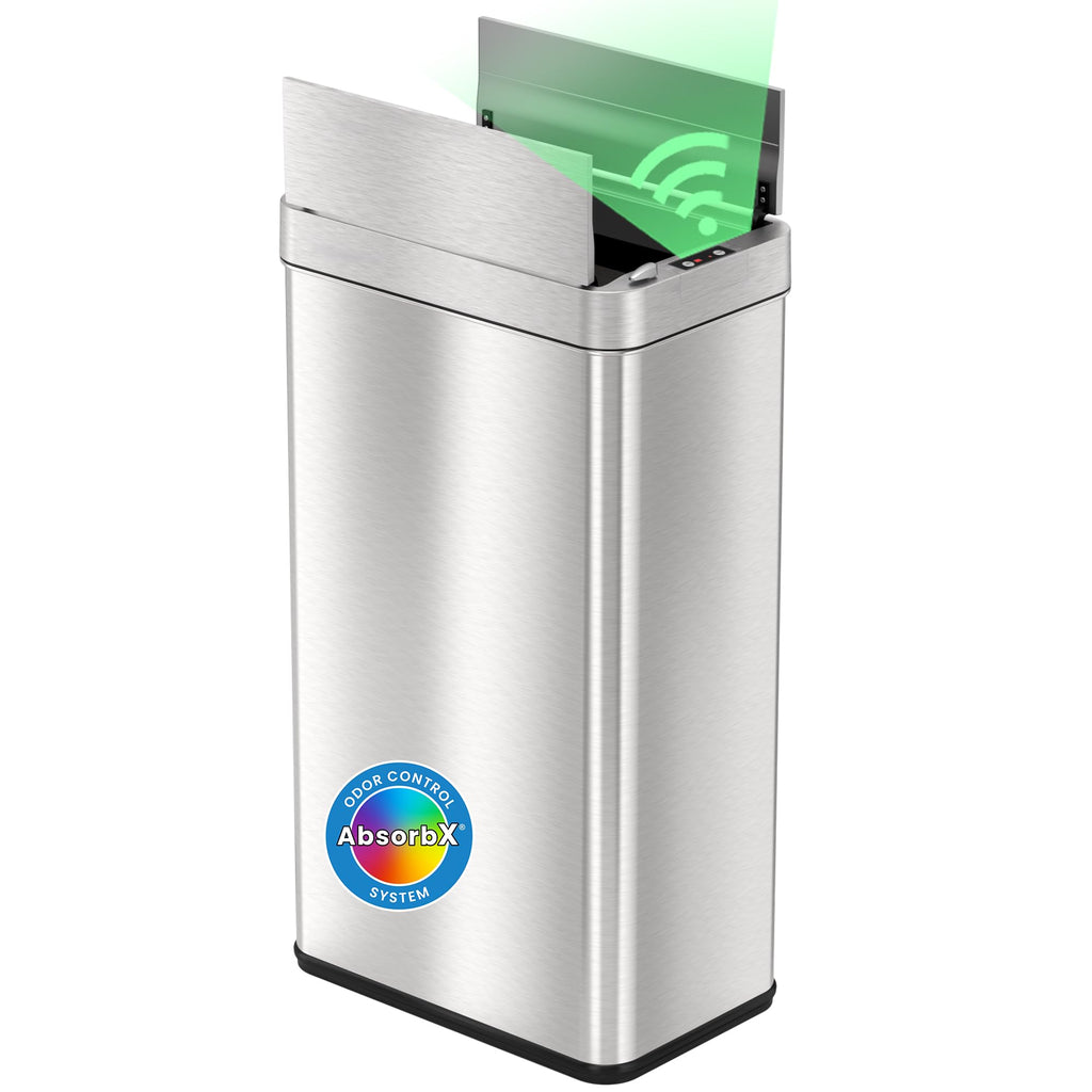 iTouchless 50L / 13 Gal. Dog-Proof Sensor Kitchen Trash Can | Odor Filter