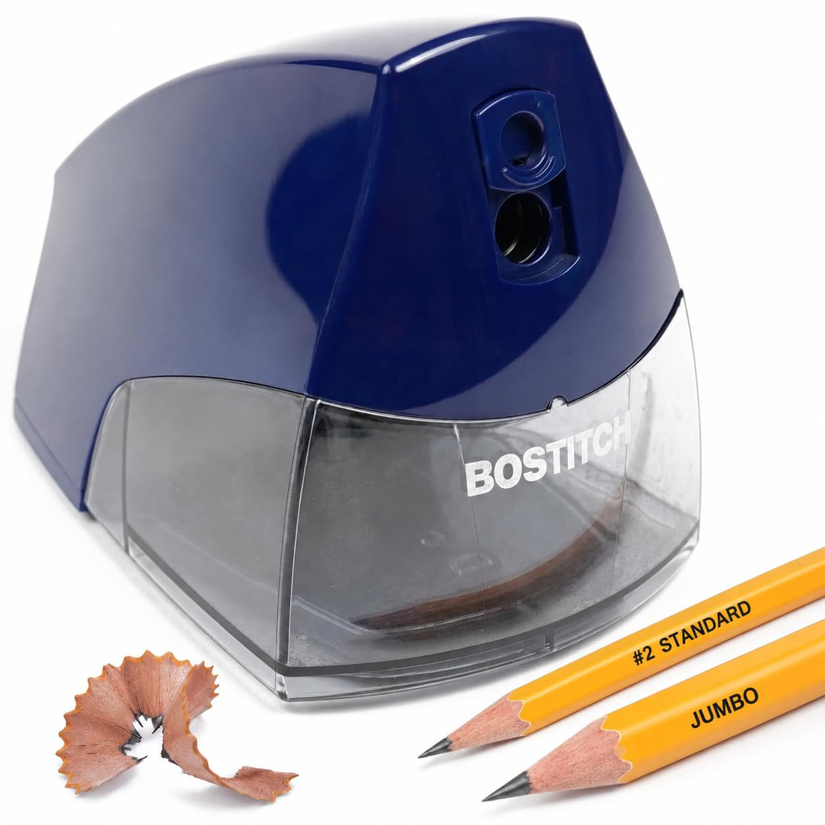 Bostitch Office Electric Pencil Sharpener for Classroom & Desk Use, Heavy-Duty Stall-Free Motor, High-Capacity Shavings Tray, Blue (Pack of 6)