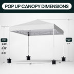Shades 10x10 Pop Up Canopy, Heavy Duty Beach Tent with Carrying Bag for Easy Moving, Sun Shelter for Parties, Events, Camping, Outdoor Gazebo with 420D PU Coated Waterproof White Fabric