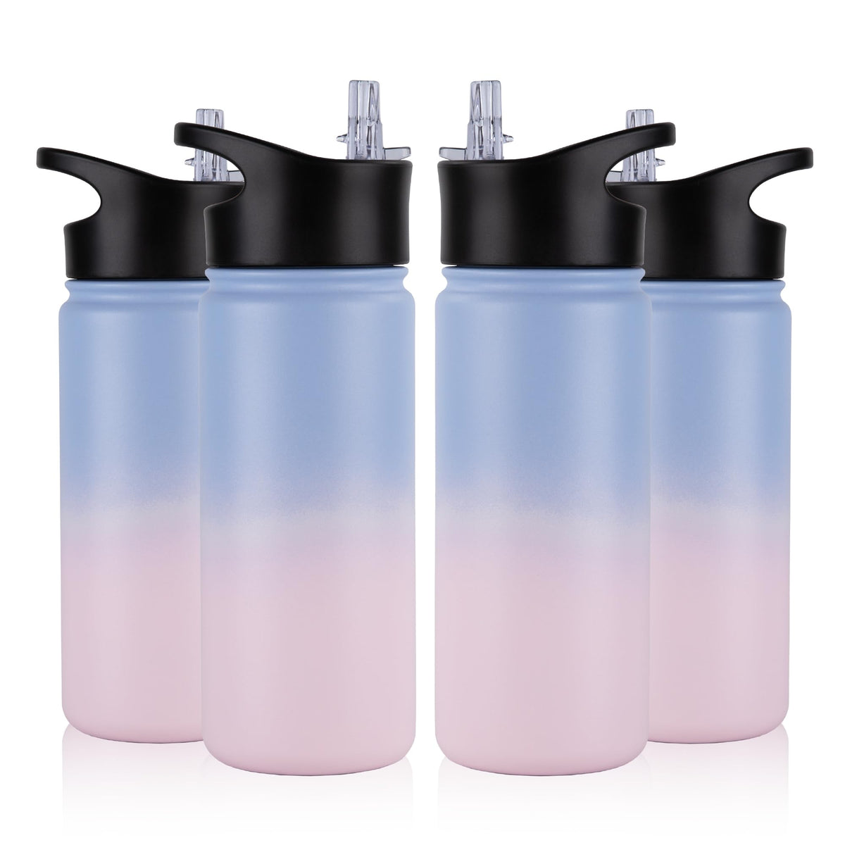 32 oz Insulated Water Bottle Bulk 8 Pack, Stainless Steel Sports Water Bottles with Straw Lid & Wide Mouth Lids, Double Walled Vacuum, Leak Proof, White