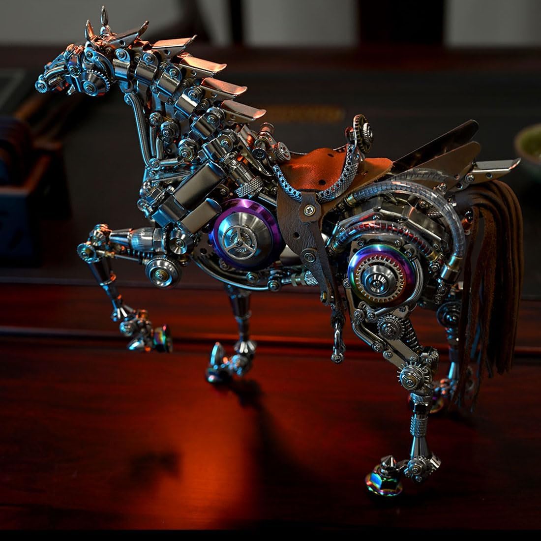 3D Metal Puzzle for Adults, ﻿Steampunk Mechanical Horse DIY Assembly Sculpture with Movable Joints, Collectible Desk Art Display (1500+PCS)