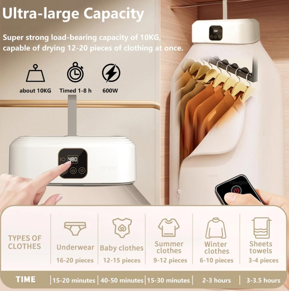 Portable Clothes dryer Mini Folding Cloth Dryer Touch Electric Clothing Dryer Fabric Laundry Dryer Body dryer For Travel Home