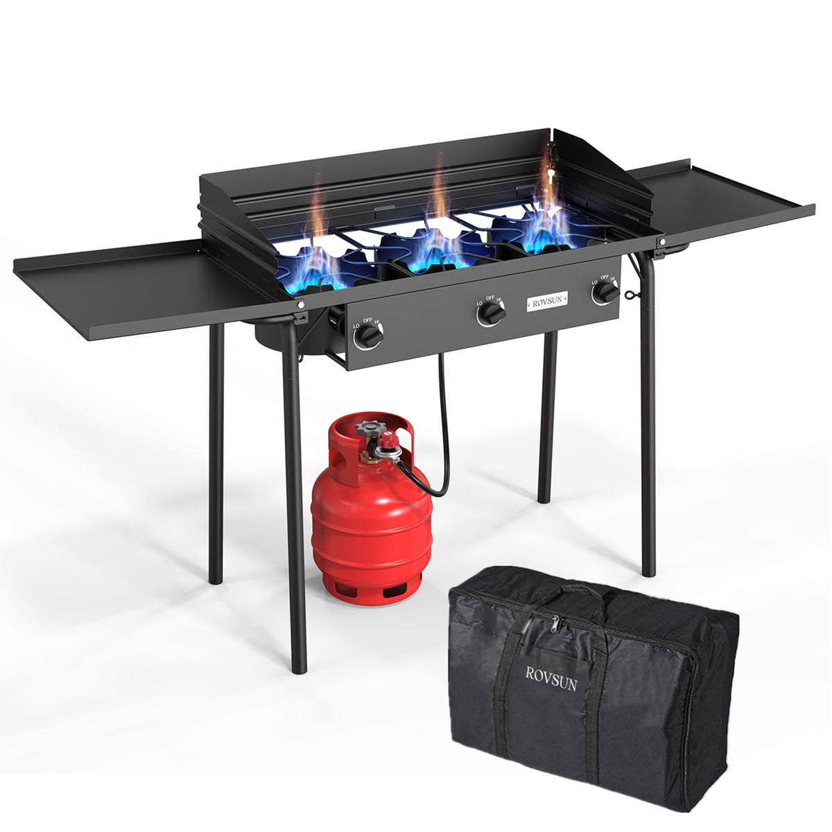 ROVSUN 3 Burner Outdoor Propane Gas Stove, 225,000 BTU with CSA Regulator