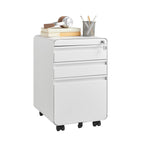 Guizeeopo 3 Drawer File Cabinet with Lock, File Cabinets for Home Office,Under Desk Cabinet, Locking File Cabinet for A4/Letter/Legal, Fully Assembled Expect Casters, Matte White