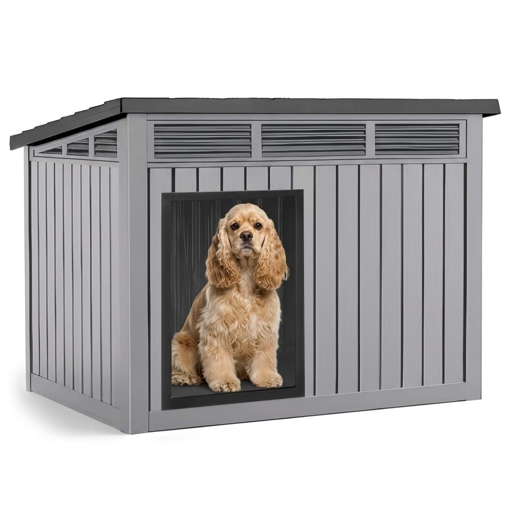 VIXZEN Dog House Outdoor & Indoor, Medium Size, Black