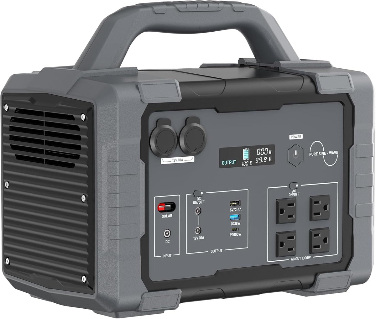 1000W Portable Power Station 1024Wh LiFePO4 for Outdoor & Home