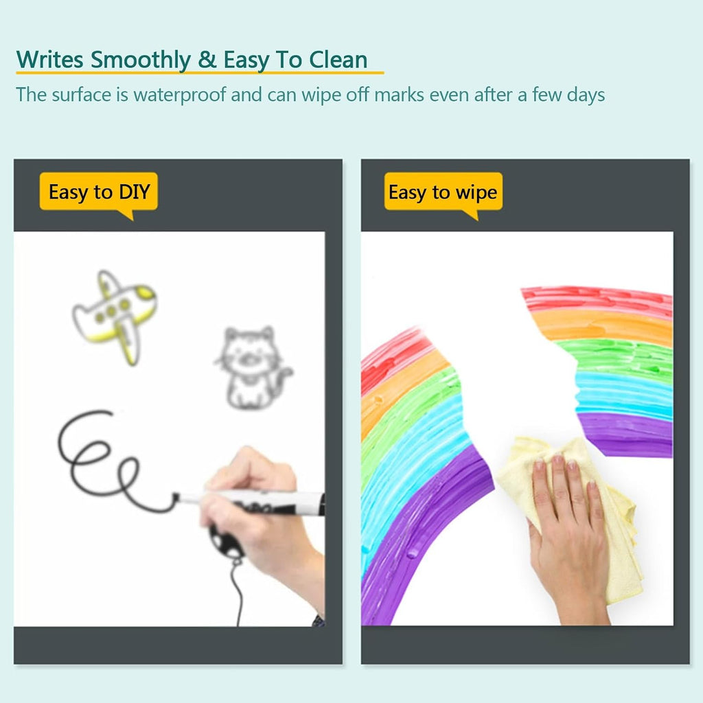 Removable Sticky whiteboard Film, Magnetic Whiteboard Contact Paper Peel and Stick Electrostatic Board Sticker White Multiple Sizes(17.8x196.9IN(0.45x5m))