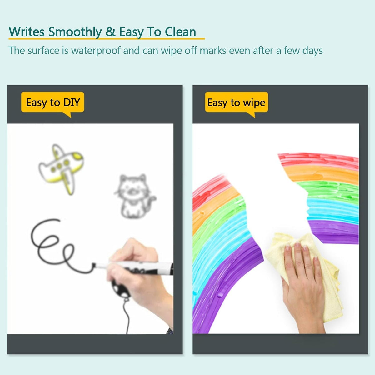 Removable Sticky whiteboard Film, Magnetic Whiteboard Contact Paper Peel and Stick Electrostatic Board Sticker White Multiple Sizes(17.8x196.9IN(0.45x5m))