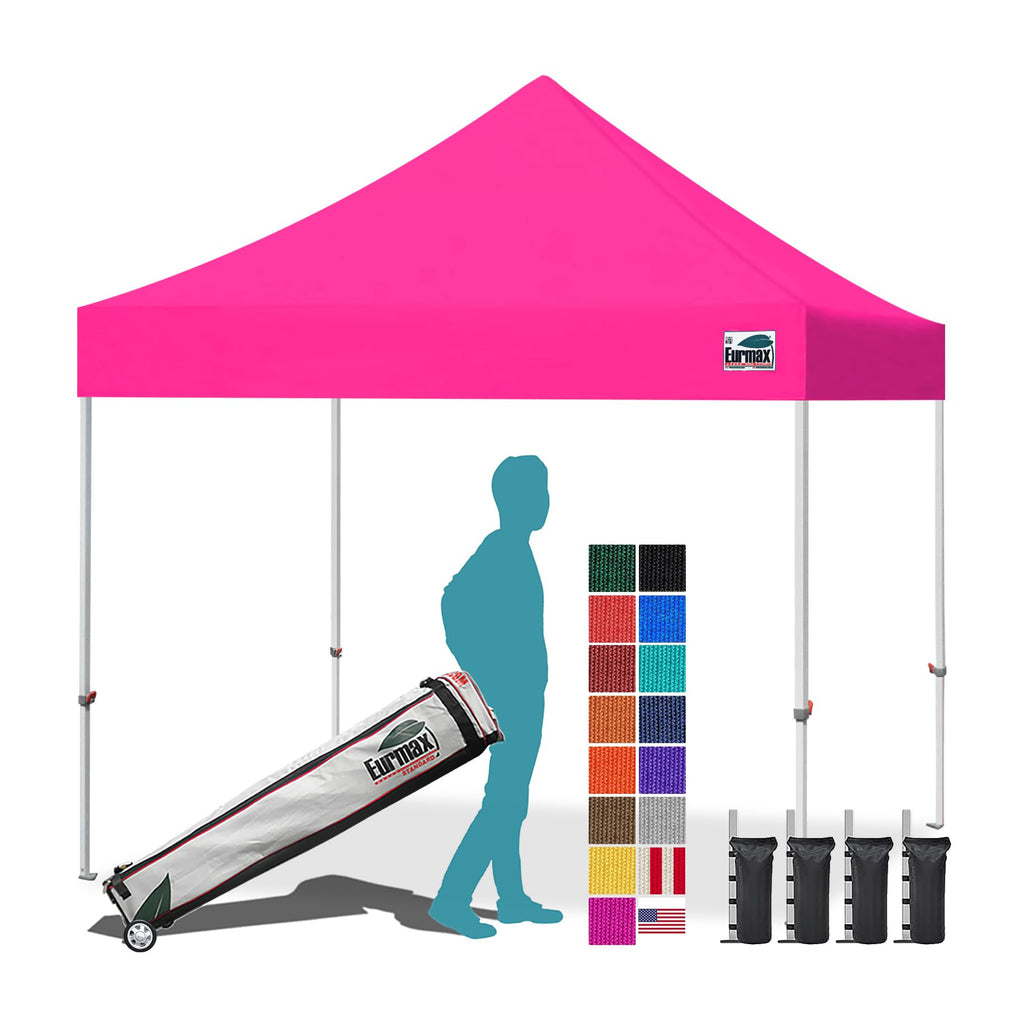 Eurmax USA 10x10ft Pop Up Canopy,Commercial Instant Tent for Outdoor Events,Patented No-Tip Rolling Storage Bag with 4 Sandbags,UV & Water Resistant,Heavy Duty Portable Shelter Gazebo,White