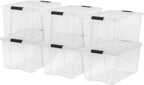 IRIS USA 6-Pack 72 Quart Storage Bins with Lids, Clear