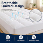 West Month Mattress Topper 1000gsm Premium Quilted, Mattress Cover with Deep Pocket Fits 8-21 Inch Mattresses, Breathable Fluffy Bed Topper for Soft Comfort (White,King)
