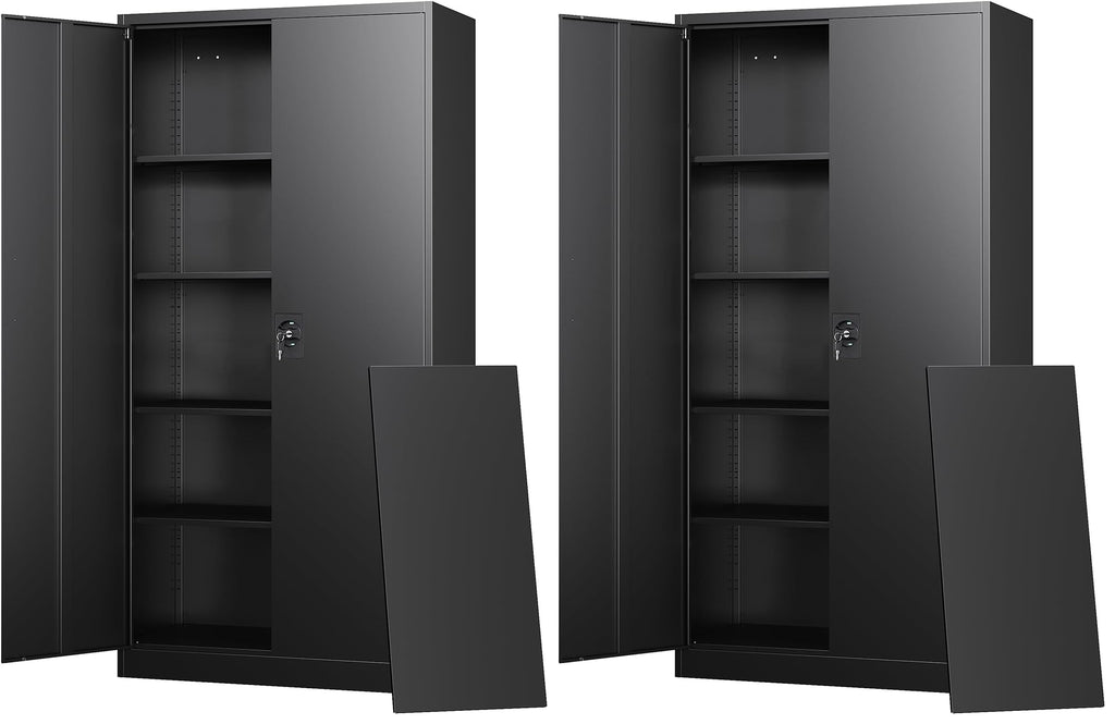 Letaya White Storage Cabinet with Adjustable Shelves-Metal Home Kitchen Pantry Cabinets with Doors,Organization Locker for Cupboard/Bedroom/Dining/Living/Bathroom/Office/Garage Room