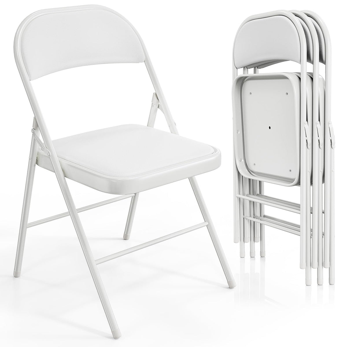 VINGLI 10 Pack Folding Chairs with Padded Seats, Metal Frame with Pu Leather Seat & Back, Capacity 350 lbs, Black