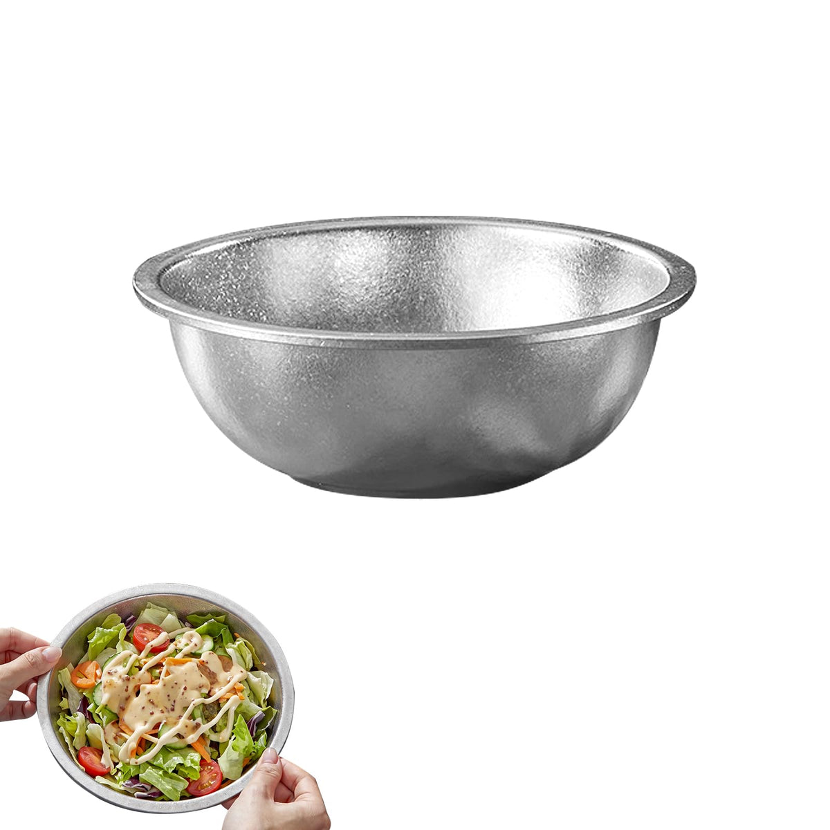 Pure Titanium Mixing Bowl for Kitchen, Healthy Durable Titanium Salad Bowls for Mixing, Dishwasher Safe, Oven Safe & Refrigerator Safe, for Baking, Salad Tossing, Cooking and Prepping,2.52QT