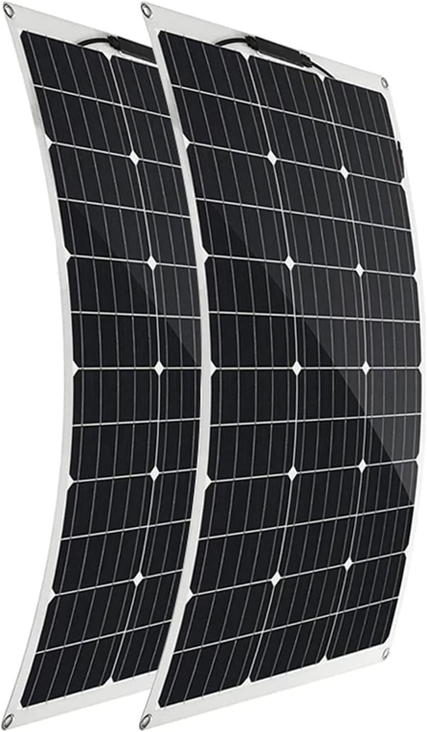 Flexible Solar Panel 100W*2 Solar Panels 200 Watt 12V 23.5-25.5% High-Efficiency, 260° Ultra Lightweight Solars Panels for Marine RV Cabin Van Car Boat Camping Curve Surfaces