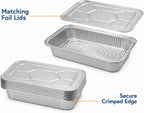 Half Size Deep Aluminum Pans, 13 x 10.5 x 2.5 In (100, With Lids)