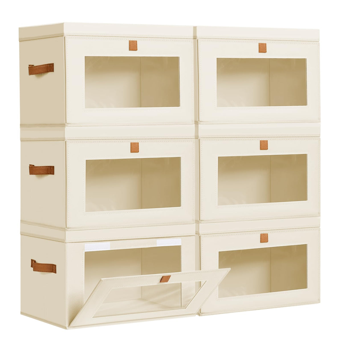 DIMJ Storage Bins with Lids - 8 Pack Large Fabric Closet Organizer with Window & Handles, Collapsible Decorative Storage Boxes for Shelves Under Bed, Books Clothes Blankets Sweaters Organization